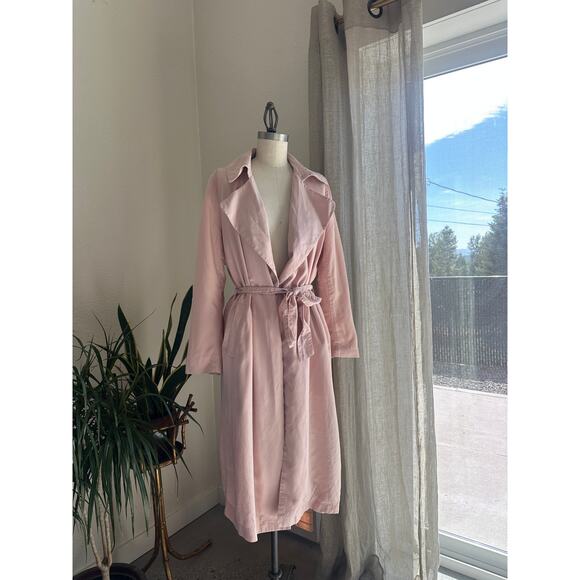 BLAQUE LABEL WOMEN’S Medium Trench DUSTY PINK COAT LIGHTWEIGHT BELTED FLOWY - Picture 1 of 3